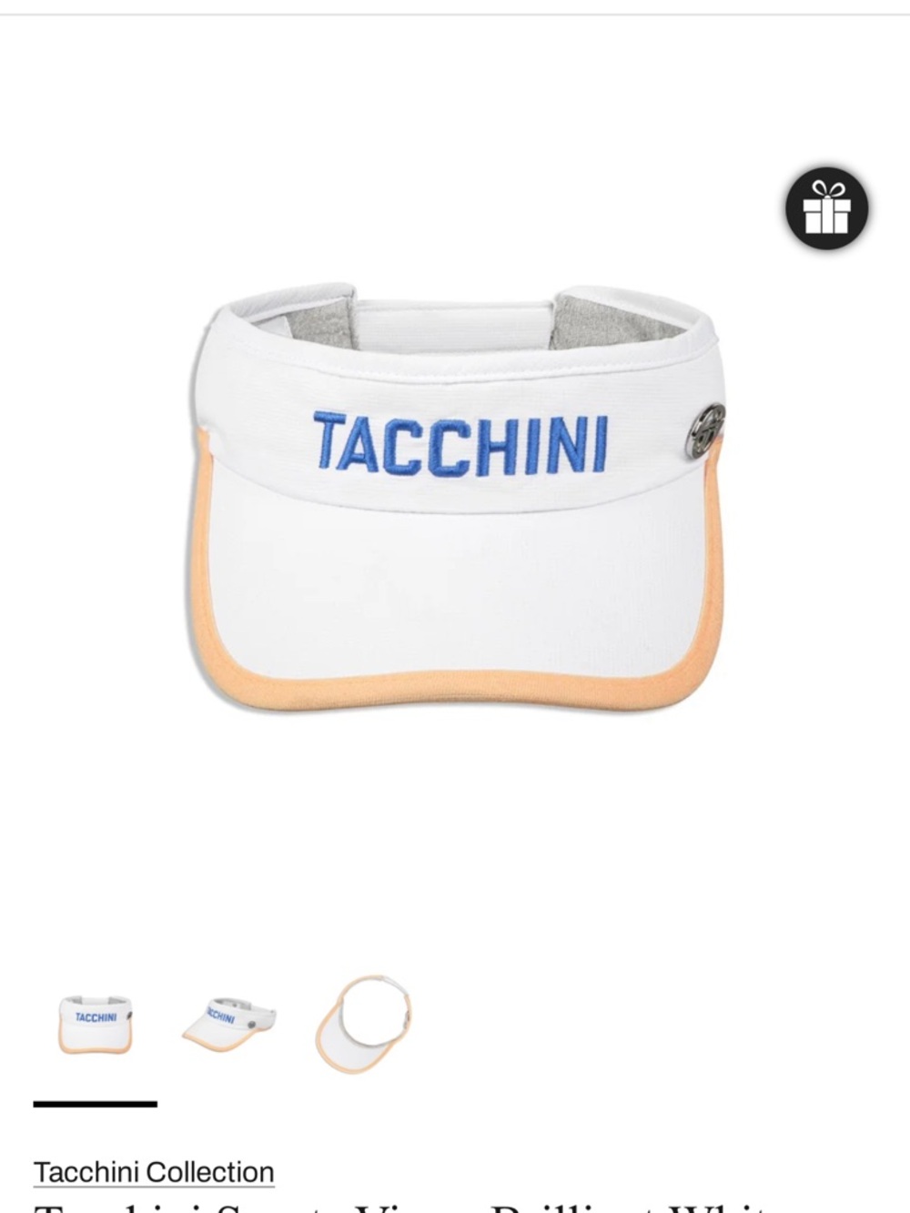 NWT Tacchini White Visor with Peach Trim